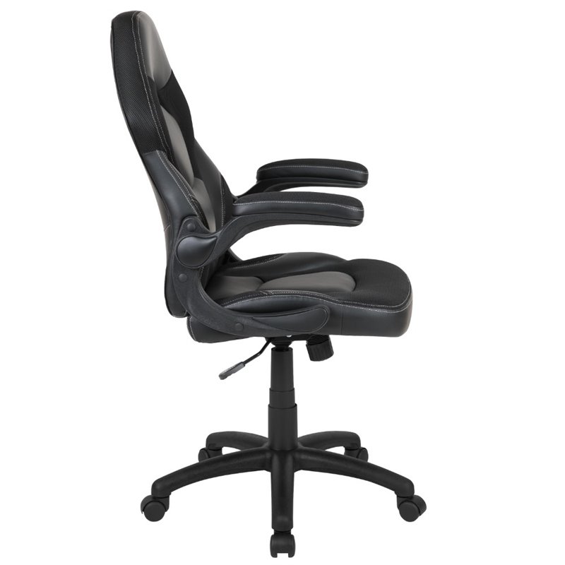 Bowery Hill Ergonomic Faux Leather Racing Gaming Chair in Black