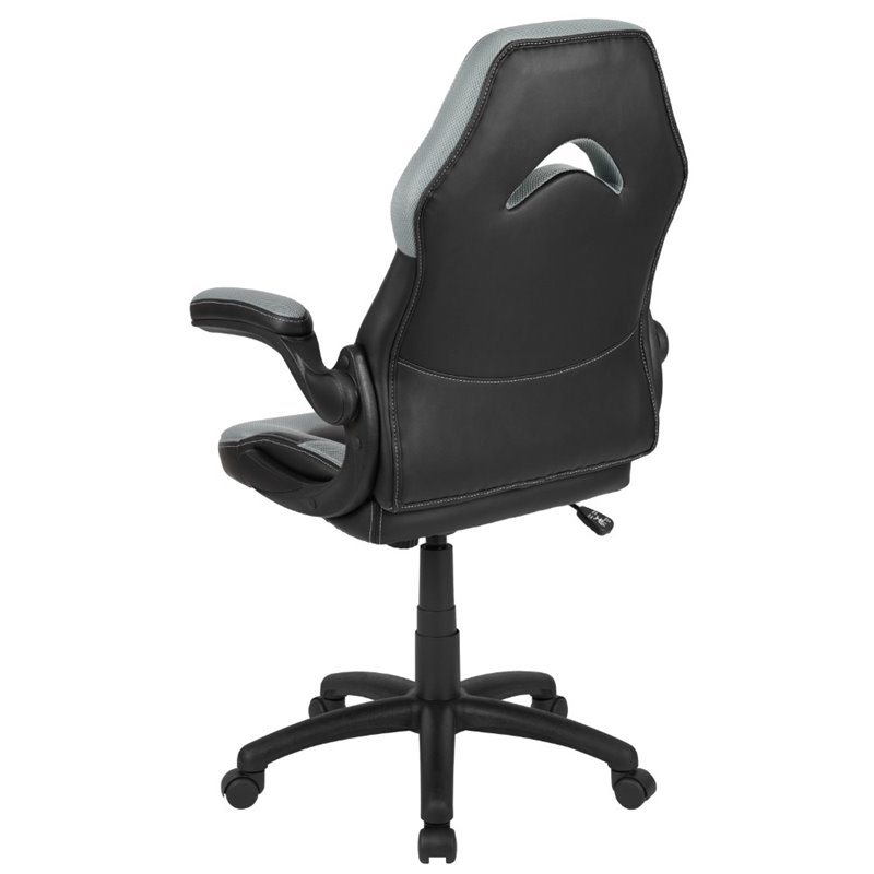 Bowery Hill Ergonomic Faux Leather Racing Gaming Chair in Gray