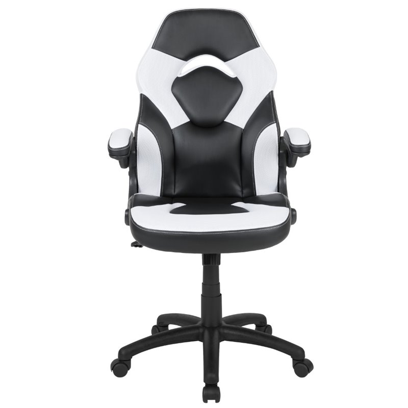 Bowery Hill Ergonomic Faux Leather Racing Gaming Chair in White