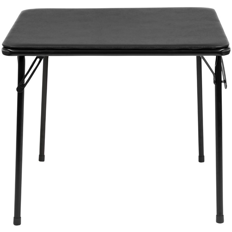 Bowery Hill Contemporary Vinyl Kids Folding Table In Black Finish