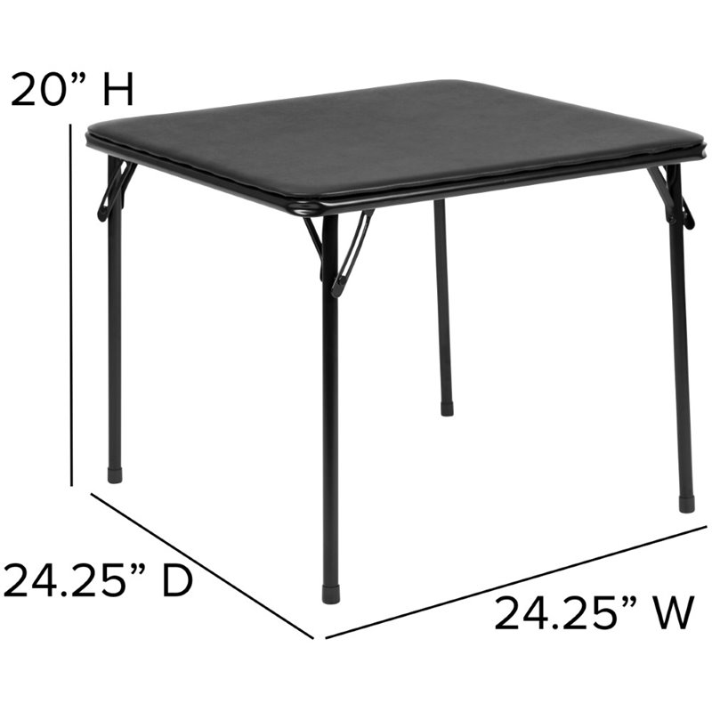 Bowery Hill Contemporary Vinyl Kids Folding Table In Black Finish
