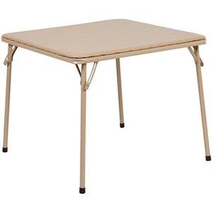 Bowery Hill Contemporary Vinyl Kids Folding Table In Beige Finish