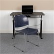 Bowery Hill Plastic Carry Handle Stacking Chair in Navy and Silver