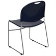 Bowery Hill Plastic Carry Handle Stacking Chair in Navy and Silver