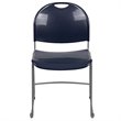 Bowery Hill Plastic Carry Handle Stacking Chair in Navy and Silver