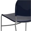 Bowery Hill Plastic Carry Handle Stacking Chair in Navy and Silver