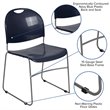 Bowery Hill Plastic Carry Handle Stacking Chair in Navy and Silver