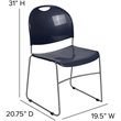 Bowery Hill Plastic Carry Handle Stacking Chair in Navy and Silver