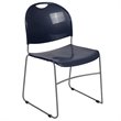 Bowery Hill Plastic Carry Handle Stacking Chair in Navy and Silver