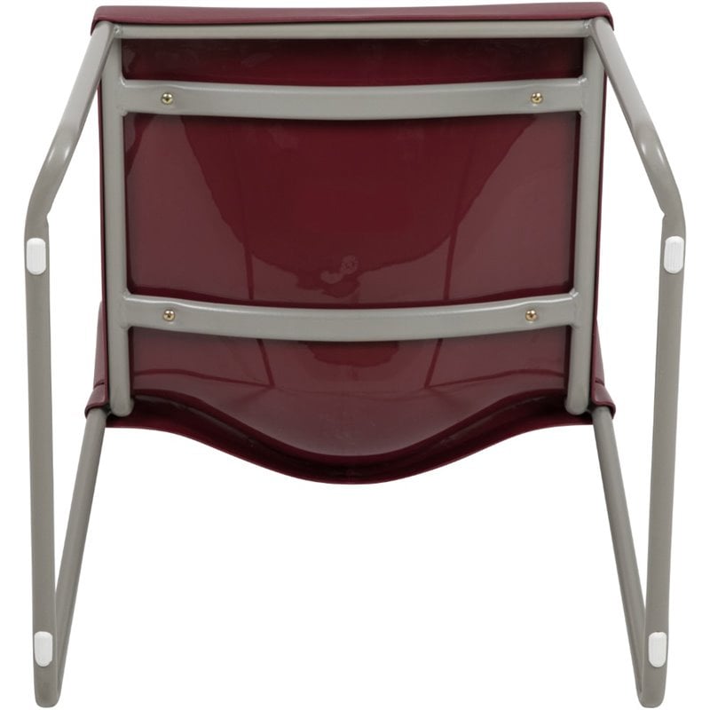Bowery Hill Modern Plastic Sled Base Stacking Chair in Burgundy