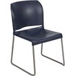 Bowery Hill Contemporary Plastic Sled Base Stacking Chair in Navy