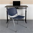 Bowery Hill Plastic Textured Stacking Chair in Navy and Gray