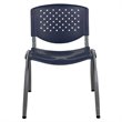 Bowery Hill Plastic Textured Stacking Chair in Navy and Gray