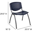 Bowery Hill Plastic Textured Stacking Chair in Navy and Gray