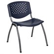 Bowery Hill Plastic Textured Stacking Chair in Navy and Gray