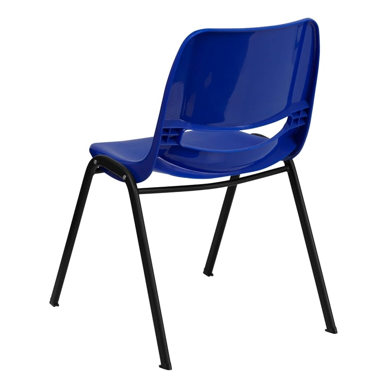 Bowery Hill Plastic Navy and Black Stackable School Chair Vented Back 24.5