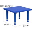 Bowery Hill Plastic Blue Activity Table Square Adjustable Height 24