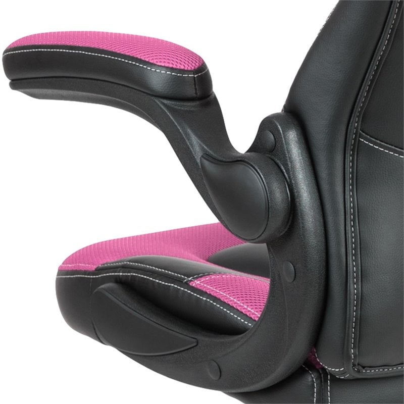 Bowery Hill X10 Adjustable Swivel Leathersoft Gaming Chair in Pink/Black