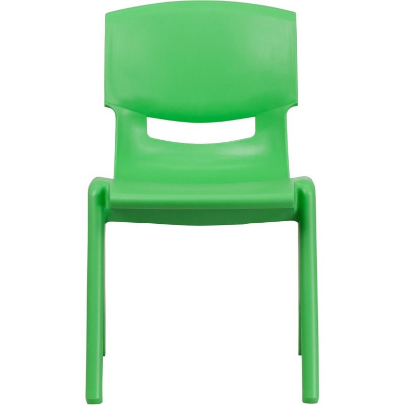 Bowery Hill Plastic Green Stackable School Chair Lightweight Set of 4 26.75