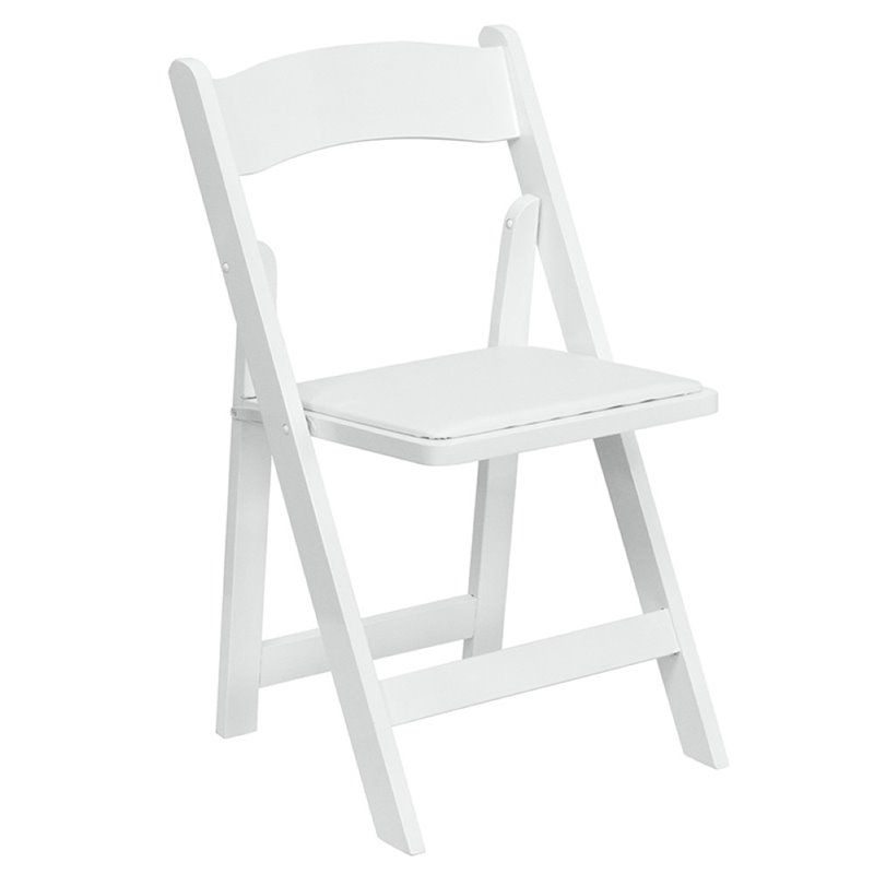 Bowery Hill Wooden Vinyl Seat Folding Chair in White (Set of 2)