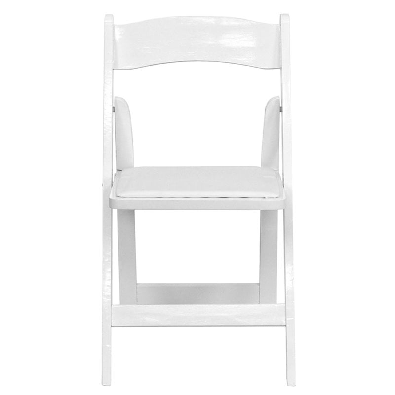 Bowery Hill Wooden Vinyl Seat Folding Chair in White (Set of 2)