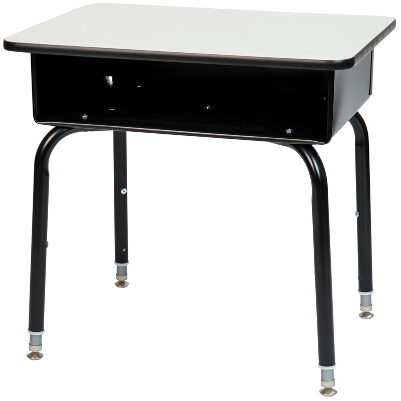 Bowery Hill Modern Open Front Laminate Top Classroom Desk in Gray