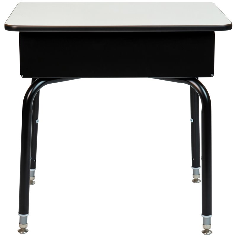 Bowery Hill Modern Open Front Laminate Top Classroom Desk in Gray