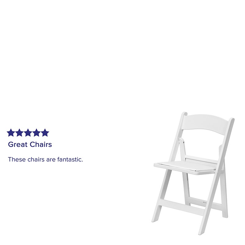 Bowery Hill Resin and Vinyl Folding Chair in White (Set of 2)