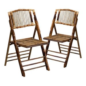 Bowery Hill Modern Bamboo Folding Chair in Natural (Set of 2)