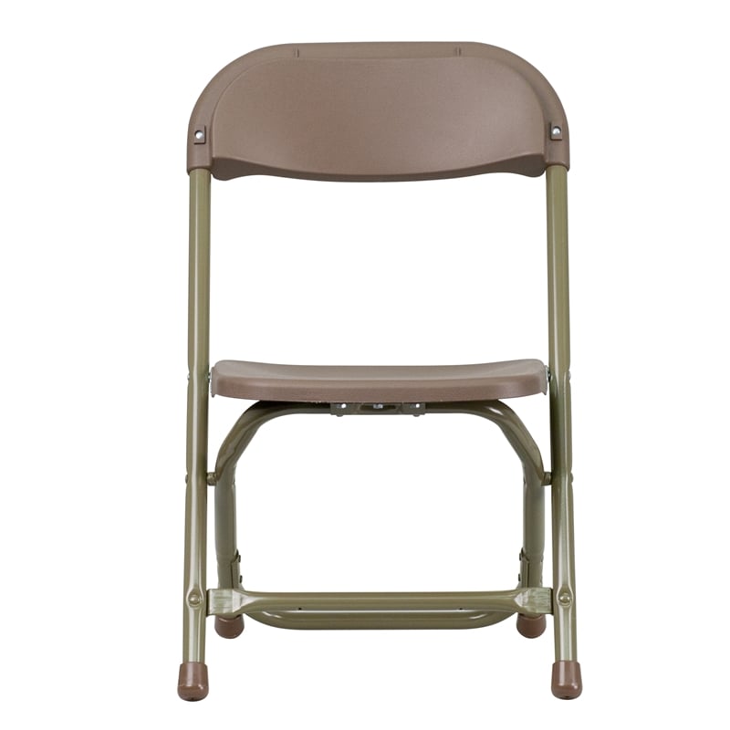 Bowery Hill Plastic and Metal Kid Folding Chair in Brown (Set of 2)