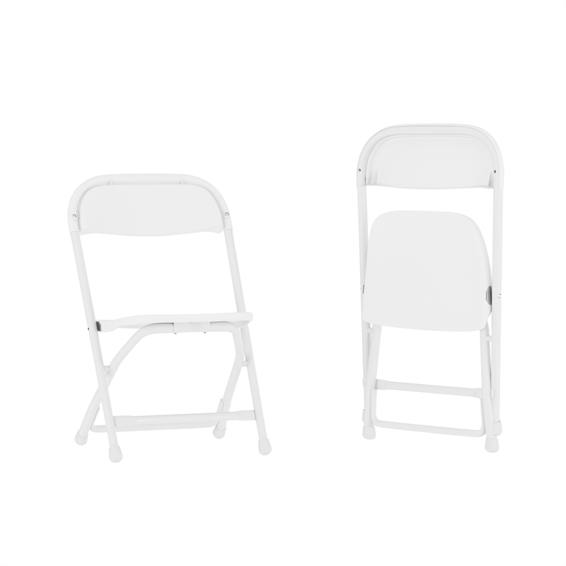 Bowery Hill Plastic and Metal Kid Folding Chair in White (Set of 2)