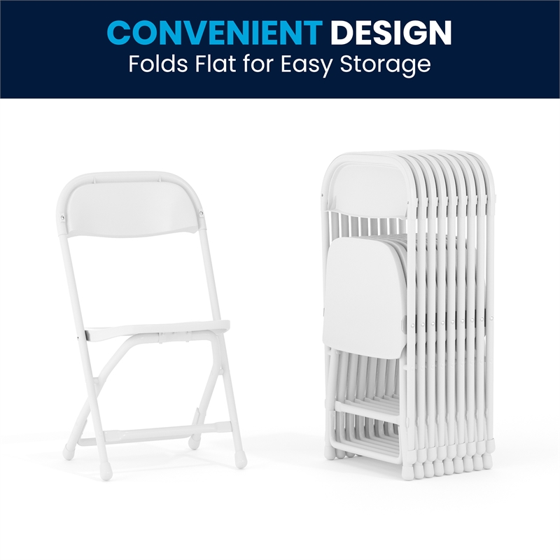Bowery Hill Plastic and Metal Kid Folding Chair in White (Set of 2)