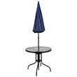 Bowery Hill 6PC Plastic Patio Umbrella Table & Chairs Set in Navy