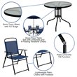 Bowery Hill 6PC Plastic Patio Umbrella Table & Chairs Set in Navy