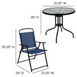 Bowery Hill 6PC Plastic Patio Umbrella Table & Chairs Set in Navy