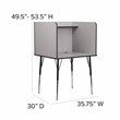 Bowery Hill Metal Stand-Alone Study Carrel w/ Height Adjustable Legs in Gray