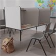 Bowery Hill Metal Stand-Alone Double Study Carrel w/ Adjustable Legs in Gray