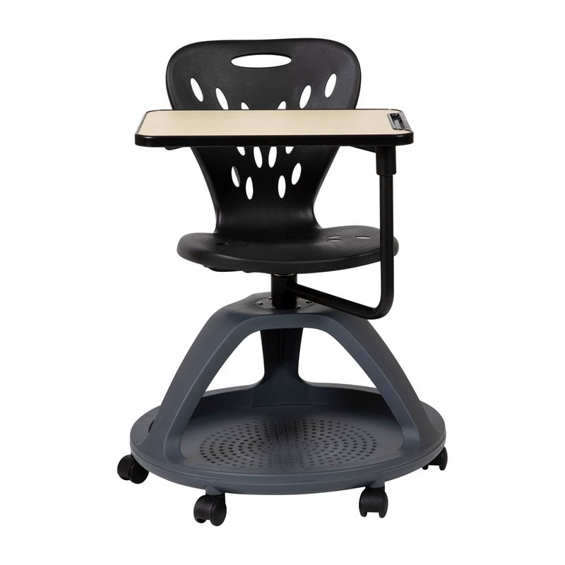 Bowery Hill 360 Degree Tablet Rotation Metal Mobile Desk Chair in Black