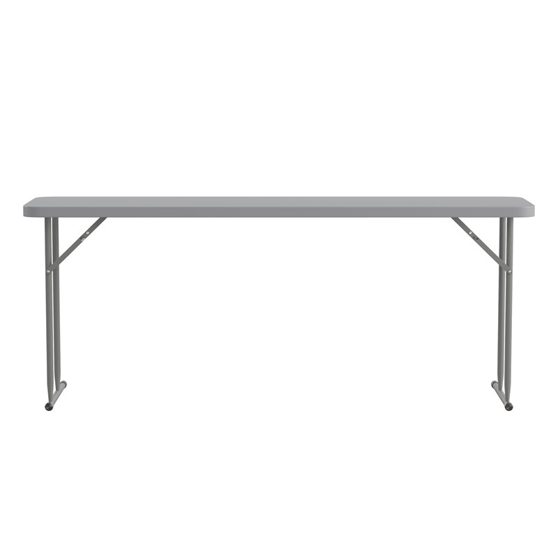 Bowery Hill Rectangle Plastic Folding Training/Seminar Table in Gray