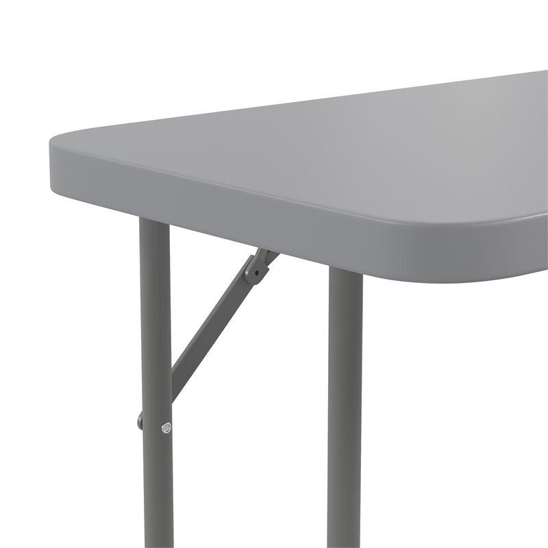 Bowery Hill Rectangle Plastic Folding Training/Seminar Table in Gray