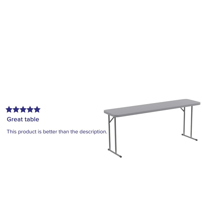 Bowery Hill Rectangle Plastic Folding Training/Seminar Table in Gray