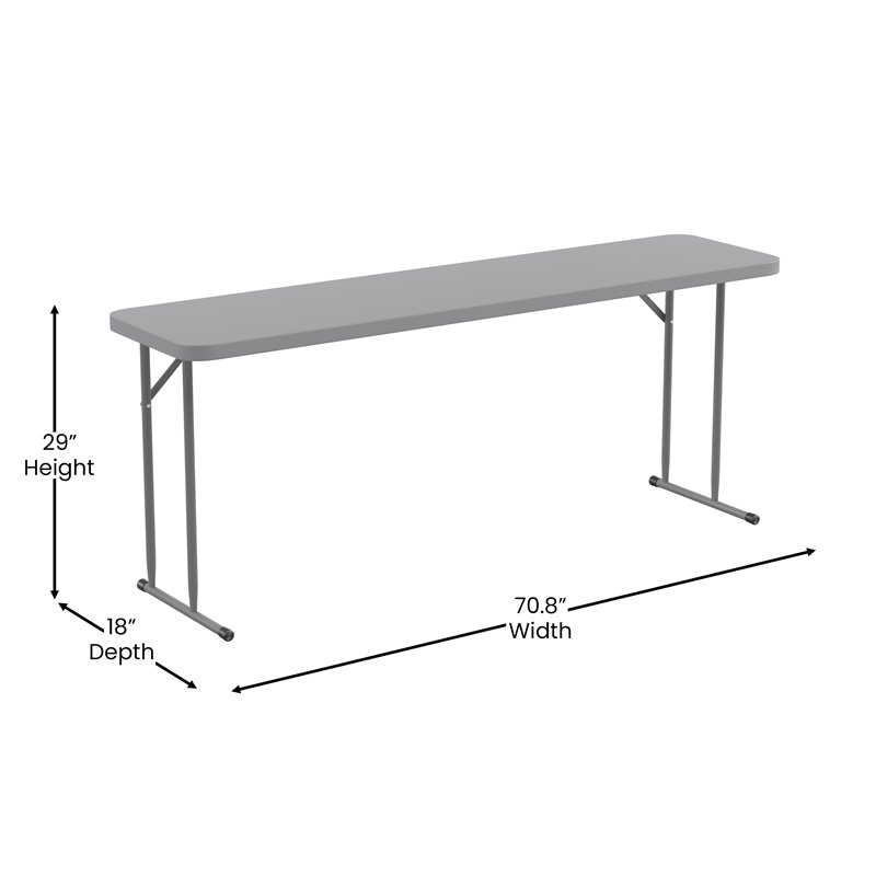 Bowery Hill Rectangle Plastic Folding Training/Seminar Table in Gray