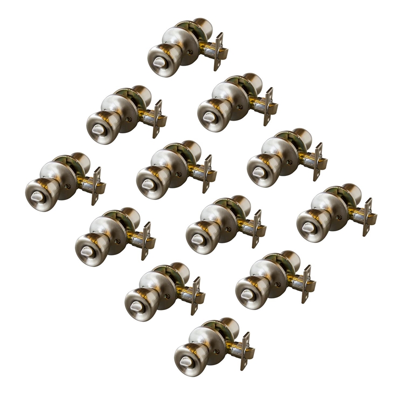 Bowery Hill Terrace Privacy Door Knob in Satin Nickel 12 Pack