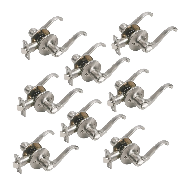 Bowery Hill Scroll Satin Nickel Brass Privacy Door Lever 8 Pack