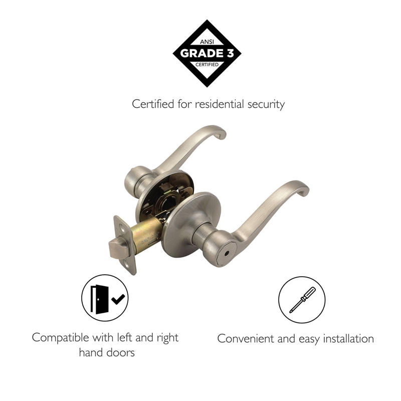 Bowery Hill Scroll Satin Nickel Brass Privacy Door Lever 8 Pack