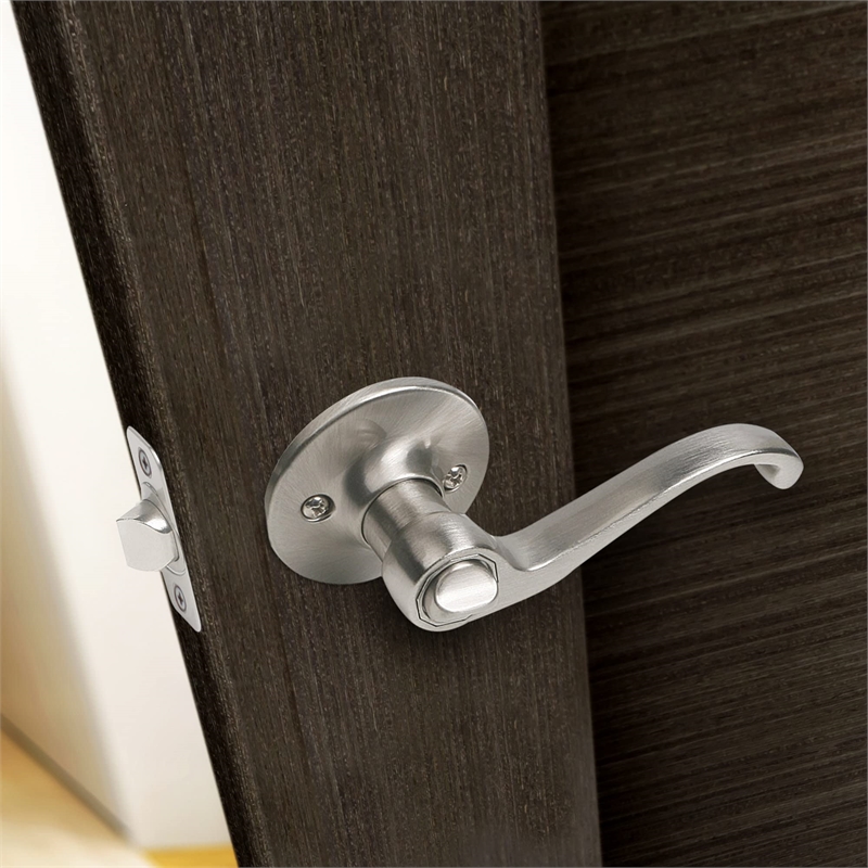 Bowery Hill Scroll Satin Nickel Brass Privacy Door Lever 8 Pack