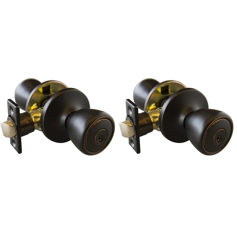 Bowery Hill Terrace Privacy Brass Door Knob in Oil Rubbed Bronze 2 Pack