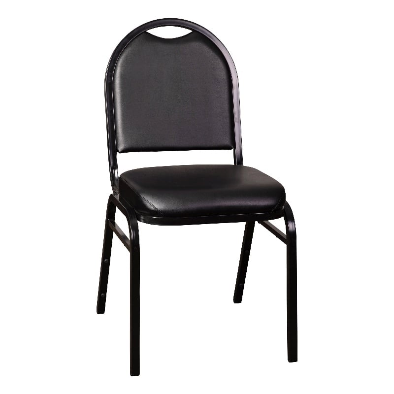 Bowery Hill Contemporary Vinyl Stacking Banquet Chair in Black