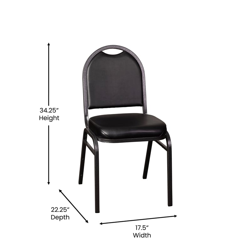 Bowery Hill Modern Vinyl Stacking Banquet Chair in Black/Silver