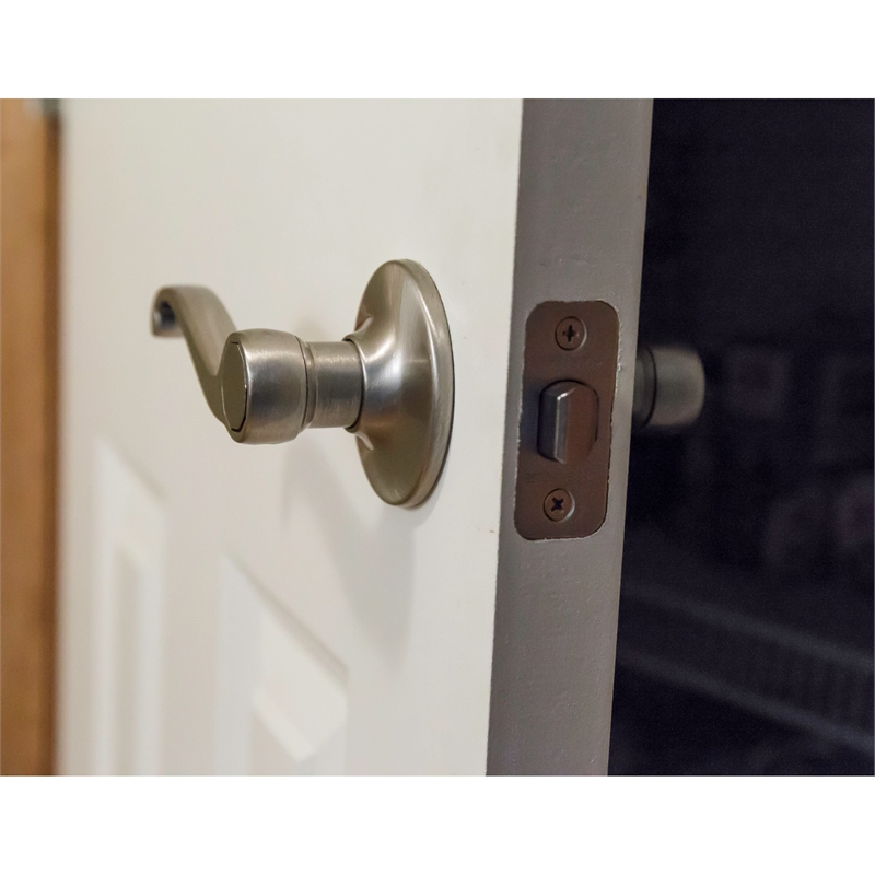 Bowery Hill Scroll Passage Brass Door Handle in Satin Nickel 2 Pack